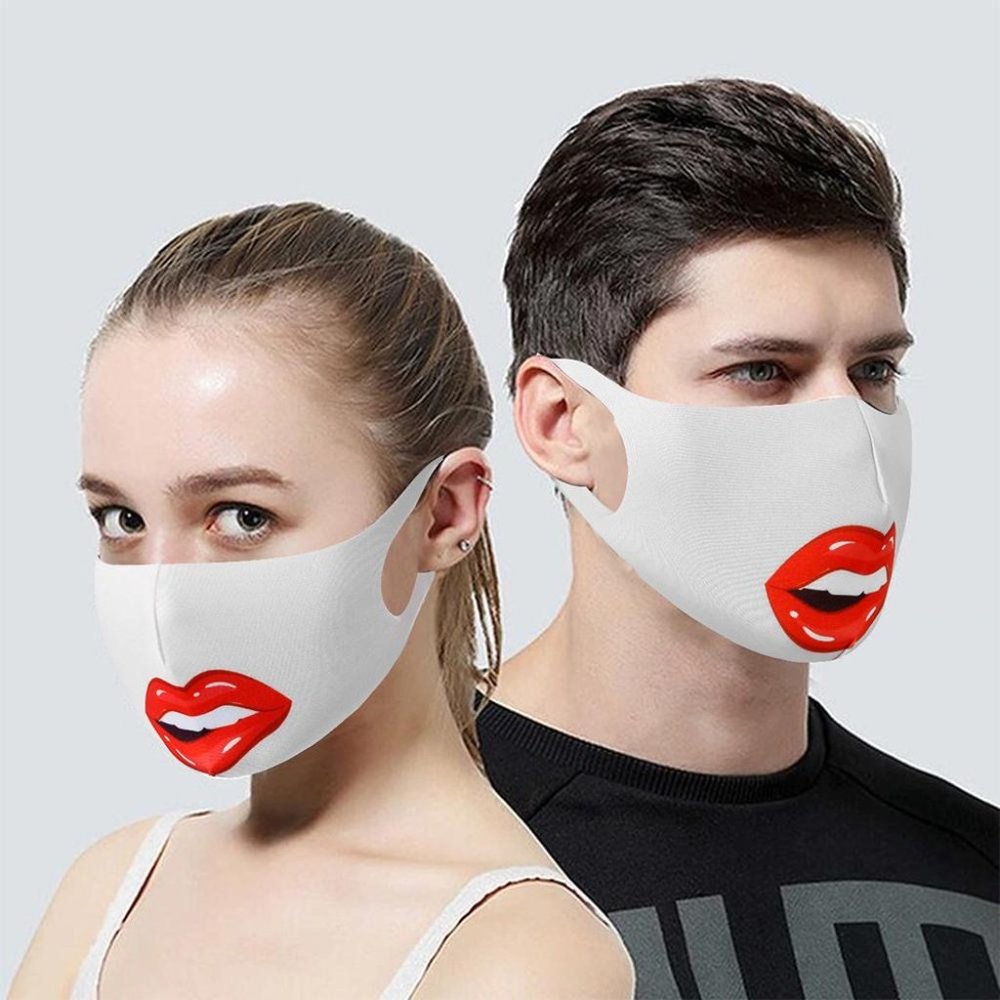 50/$240 Red Lips Face Mask White Wholesale